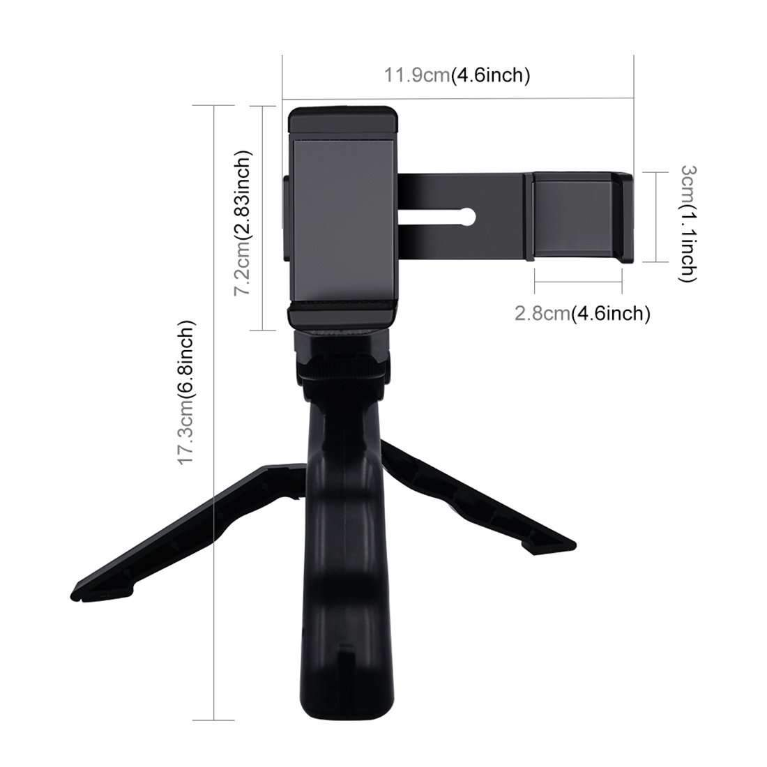 AMZER Foldable Tripod With Smartphone Fixing Clamp 1/4 inch Holder Bra