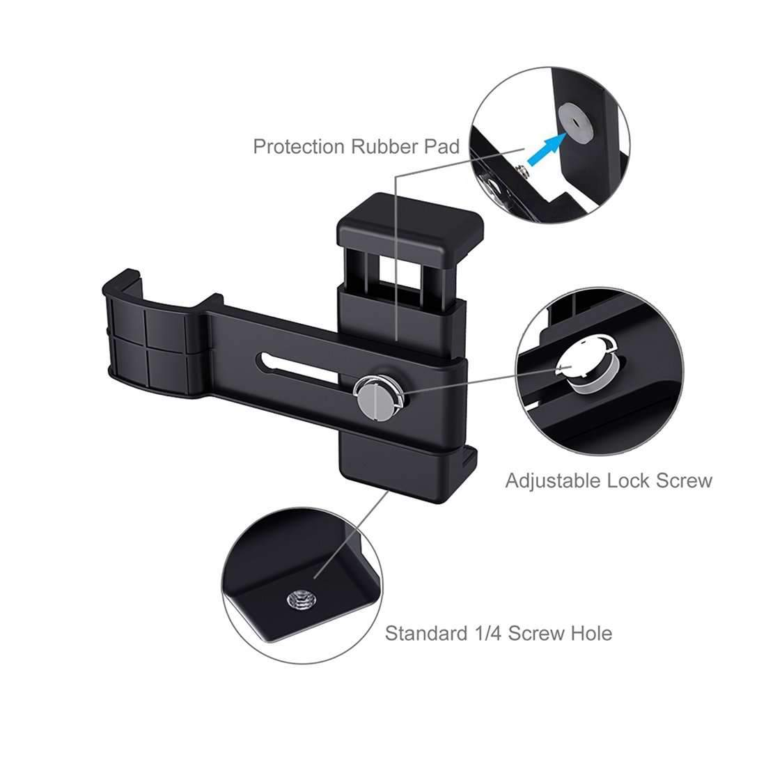 AMZER Foldable Tripod With Smartphone Fixing Clamp 1/4 inch Holder Bra