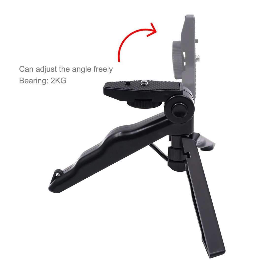AMZER Foldable Tripod With Smartphone Fixing Clamp 1/4 inch Holder Bra