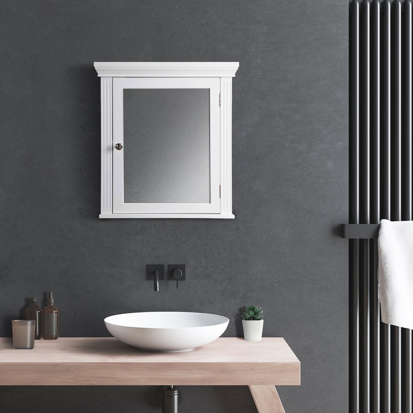Teamson Home Wooden Bathroom Wall Mirrored Cabinet