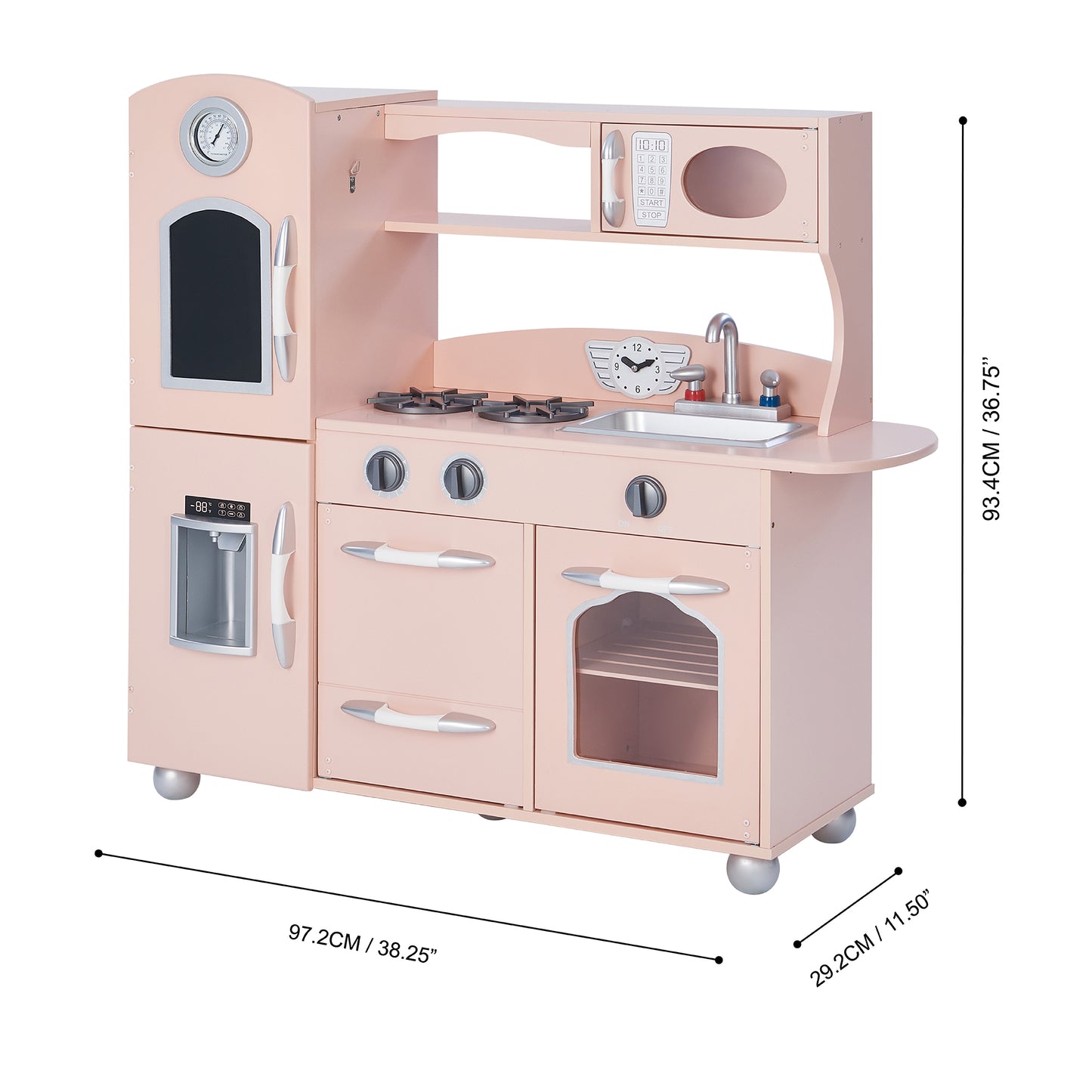 Teamson Kids Pink Wooden Play Kitchen Toy Set