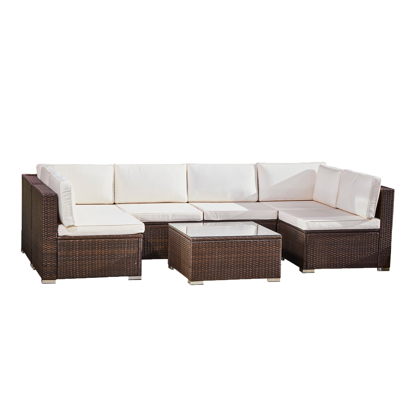 Teamson Home 7 Pc Garden Furniture Rattan Sofa Set
