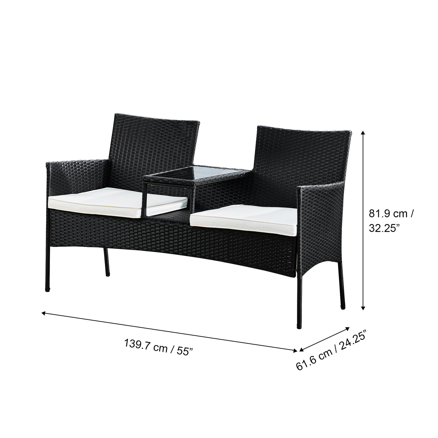 Teamson Home Rattan Garden Loveseat Furniture Set