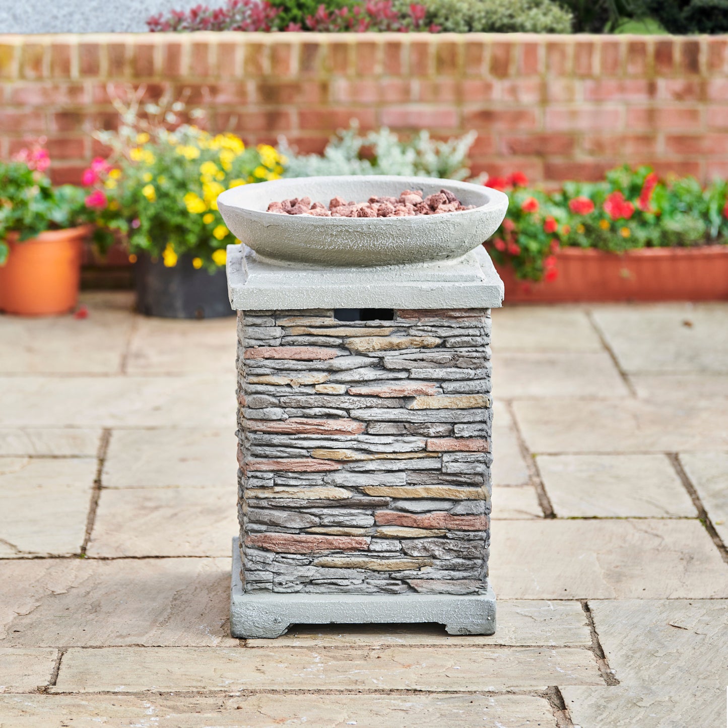 Teamson Home Stone Effect Outdoor Gas Fire Pit