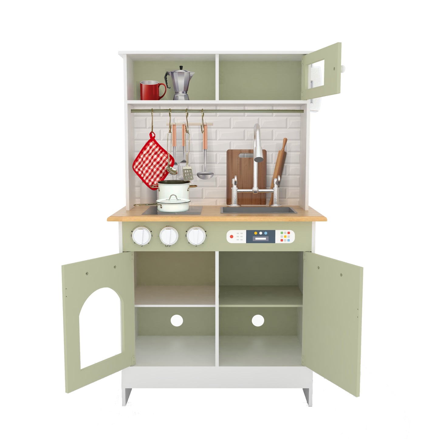 Teamson Kids Green Wooden Play Kitchen & Access