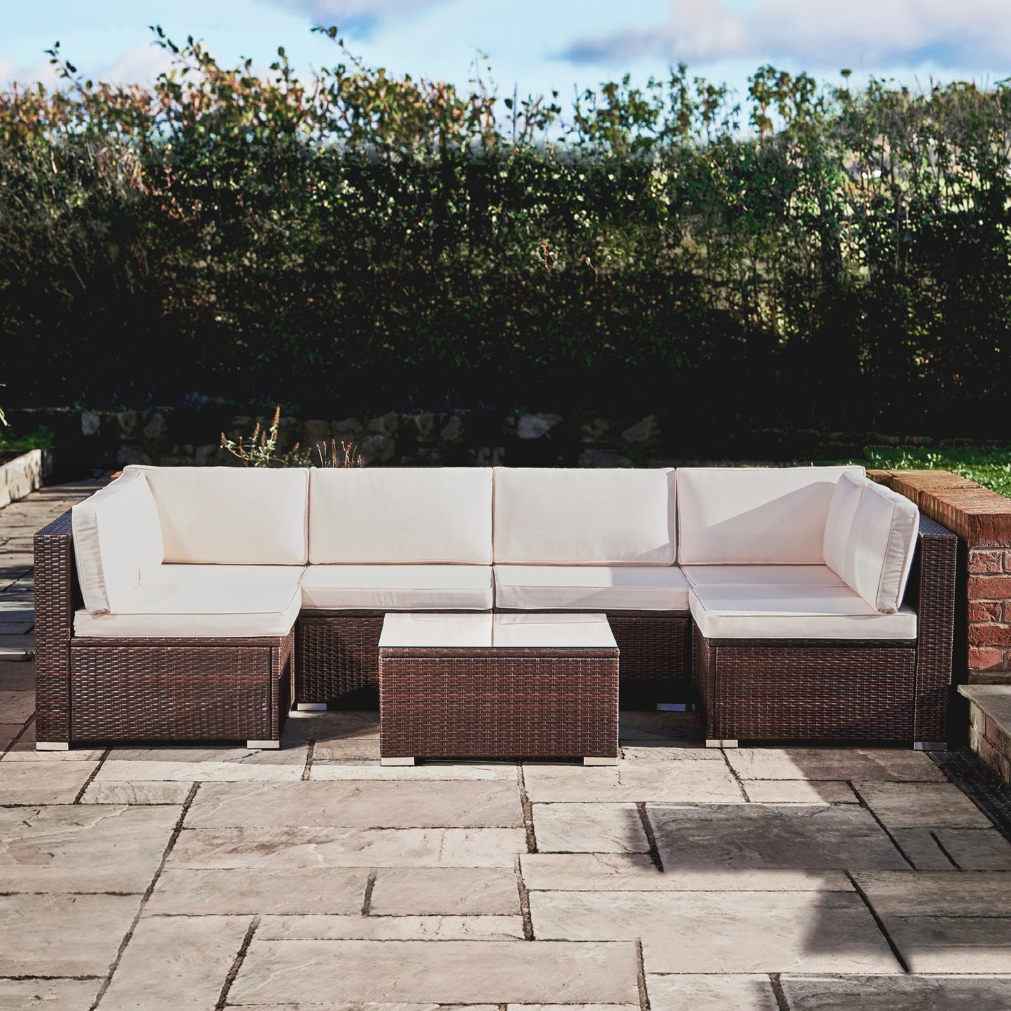 Teamson Home 7 Pc Garden Furniture Rattan Sofa Set