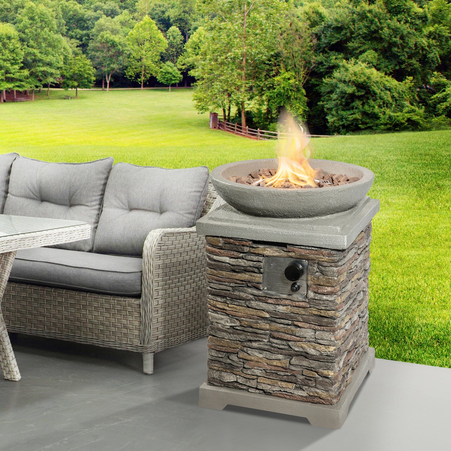Teamson Home Stone Effect Outdoor Gas Fire Pit