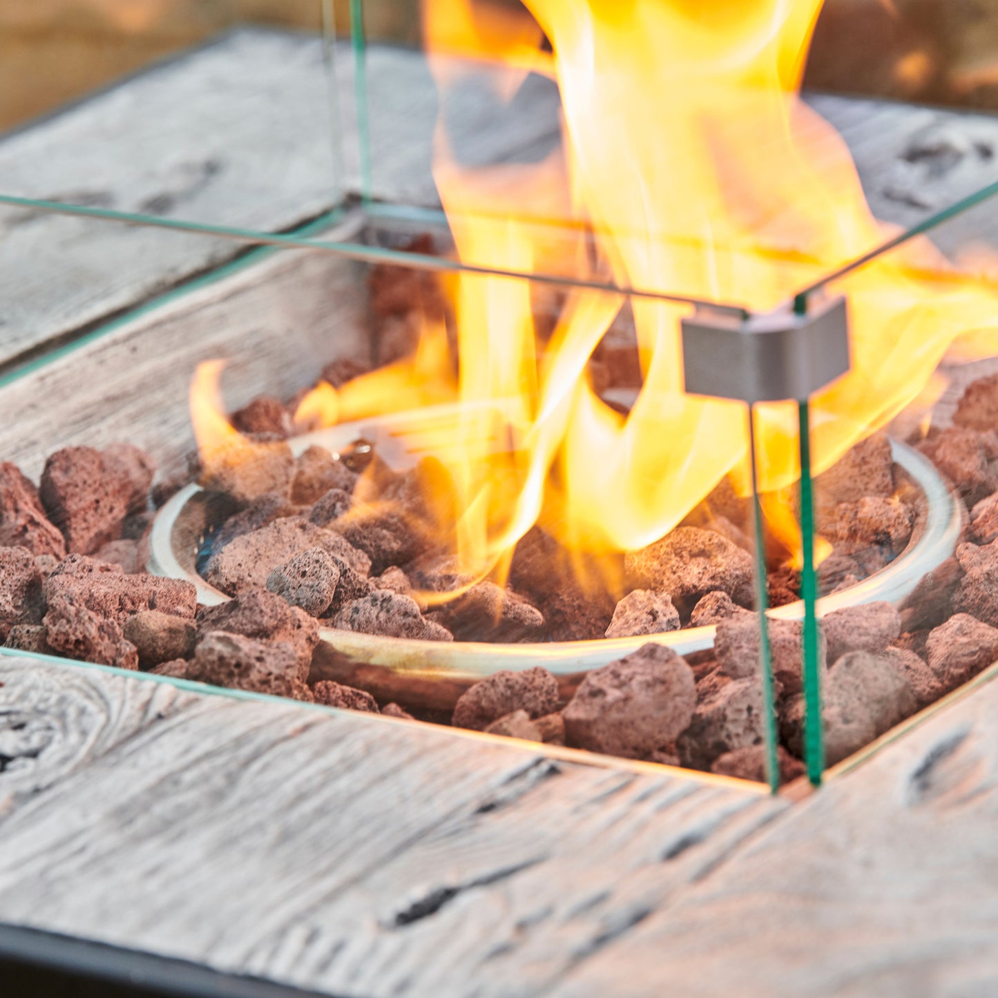 Teamson Home Outdoor Grey Rattan Gas Firepit Table