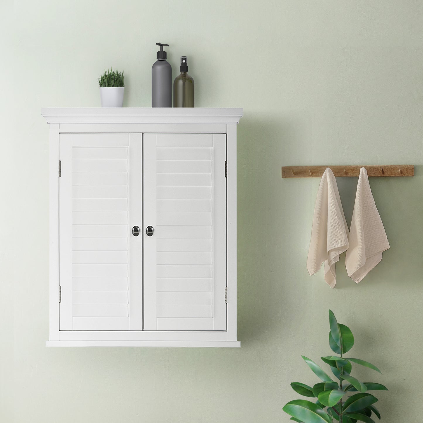 Teamson Home White Wooden Bathroom Wall Cabinet