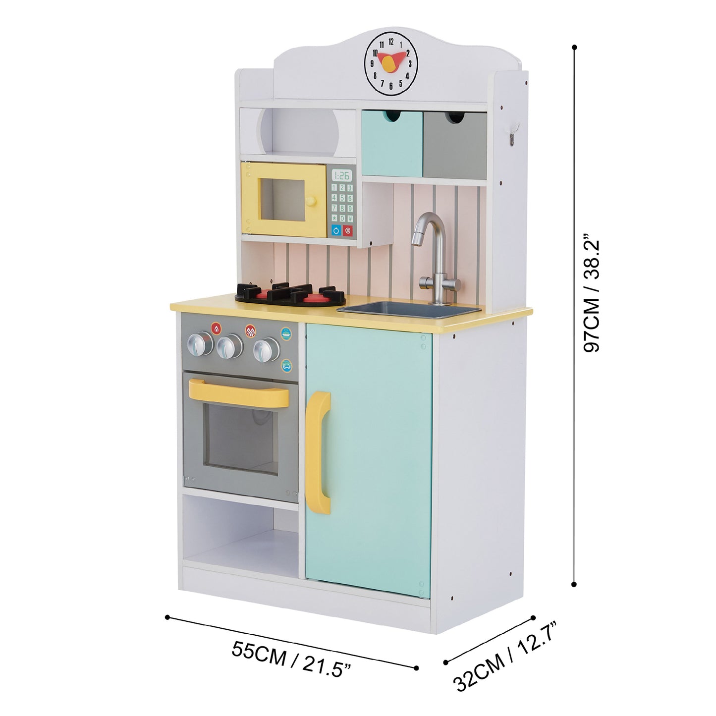 Teamson Kids 6 Pcs Blue Wooden Play Kitchen Set