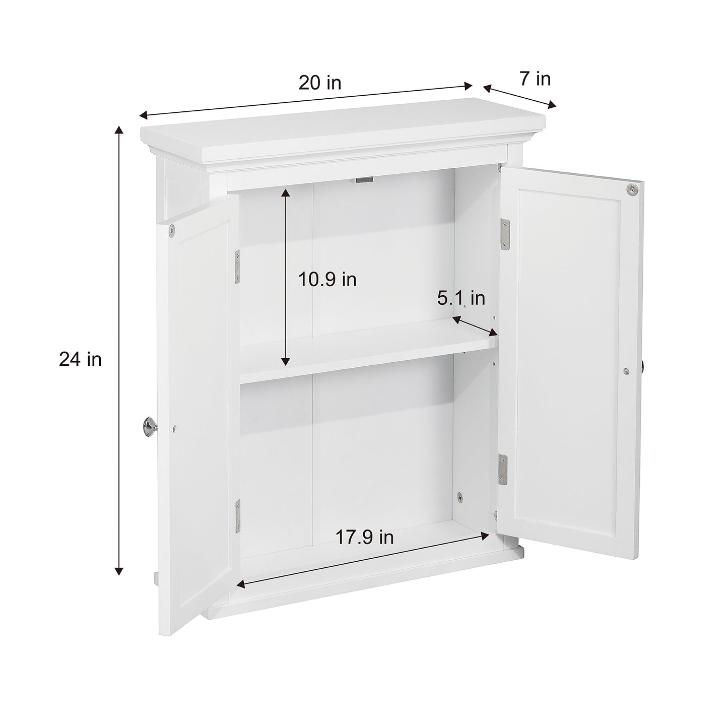 Teamson Home White Wooden Bathroom Wall Cabinet