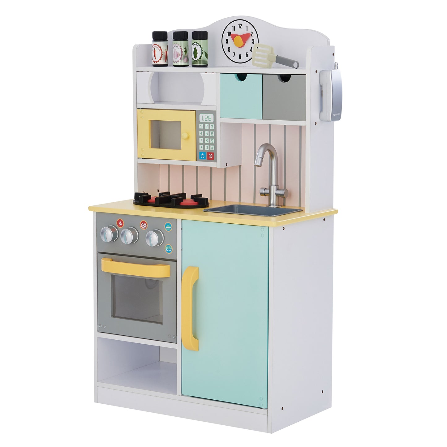 Teamson Kids 6 Pcs Blue Wooden Play Kitchen Set