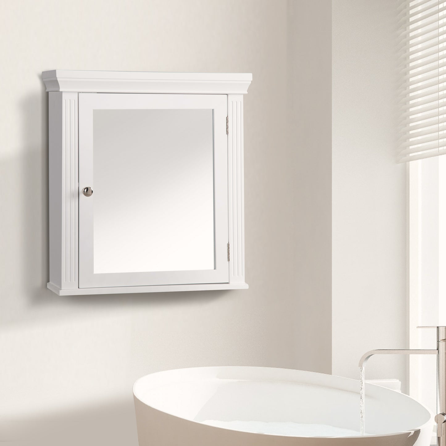 Teamson Home Wooden Bathroom Wall Mirrored Cabinet