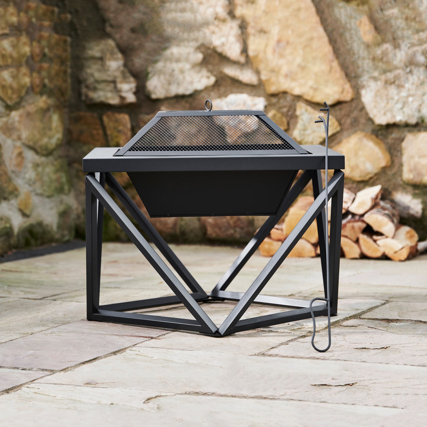 Teamson Home Metal Wood Burning Fire Pit Geometric