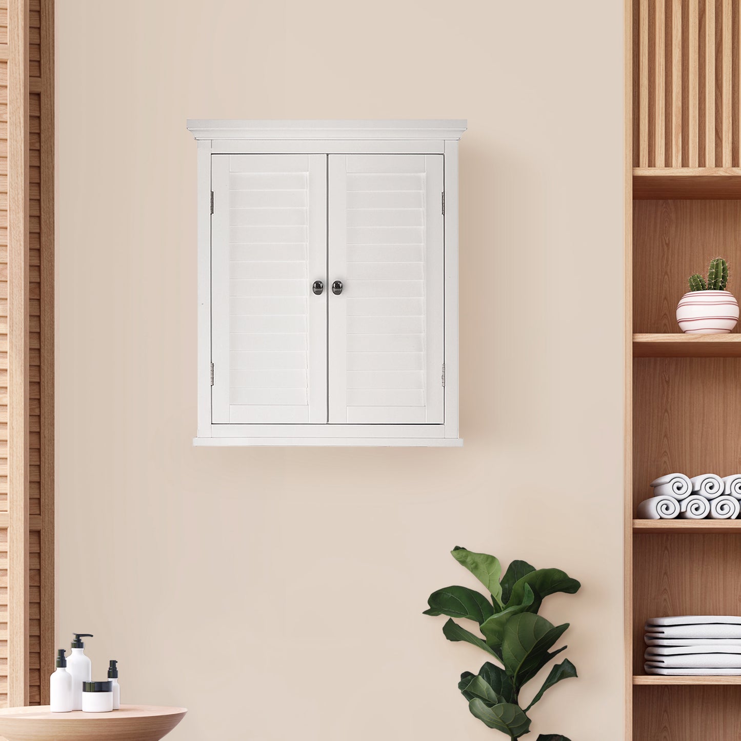 Teamson Home White Wooden Bathroom Wall Cabinet