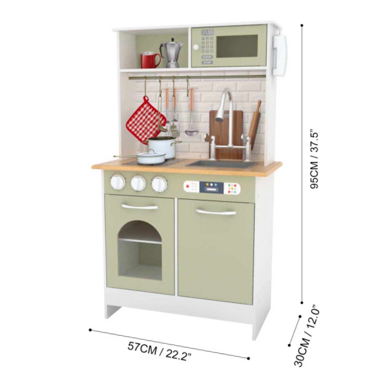 Teamson Kids Green Wooden Play Kitchen & Access