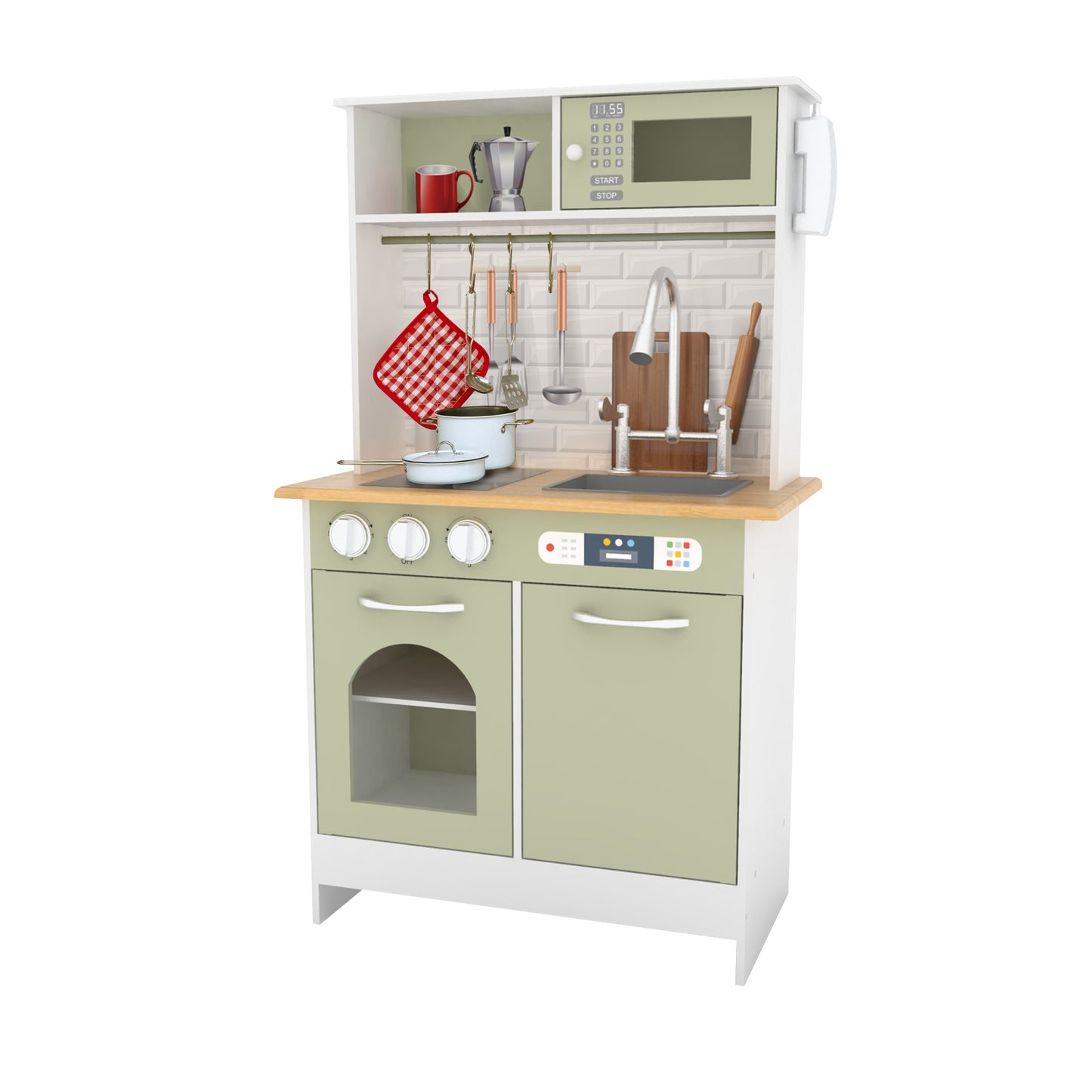 Teamson Kids Green Wooden Play Kitchen & Access