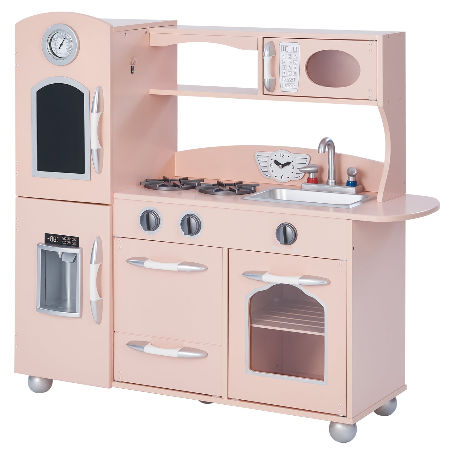 Teamson Kids Pink Wooden Play Kitchen Toy Set