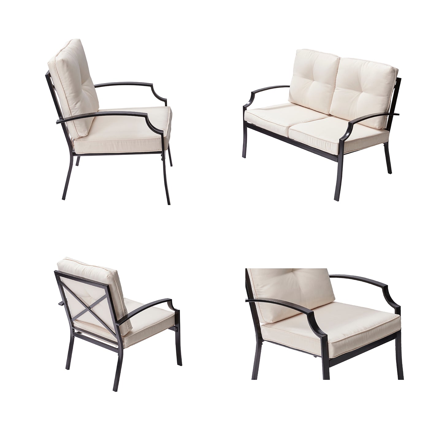 Bộ bàn ghế sân vườn bằng kim loại 4 chiếc Teamson Home