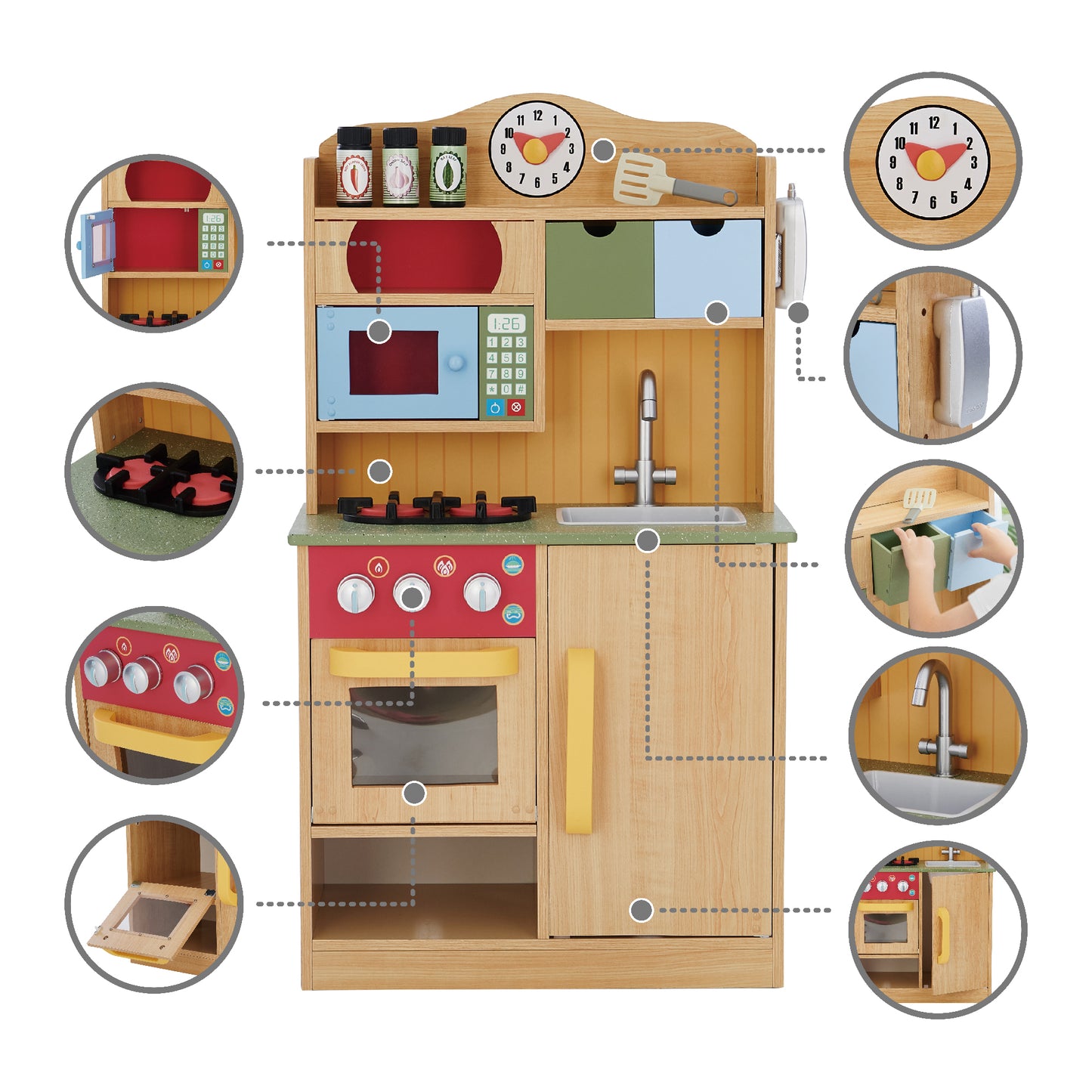 Teamson Kids 6 Pcs Multi Wooden Play Kitchen Set