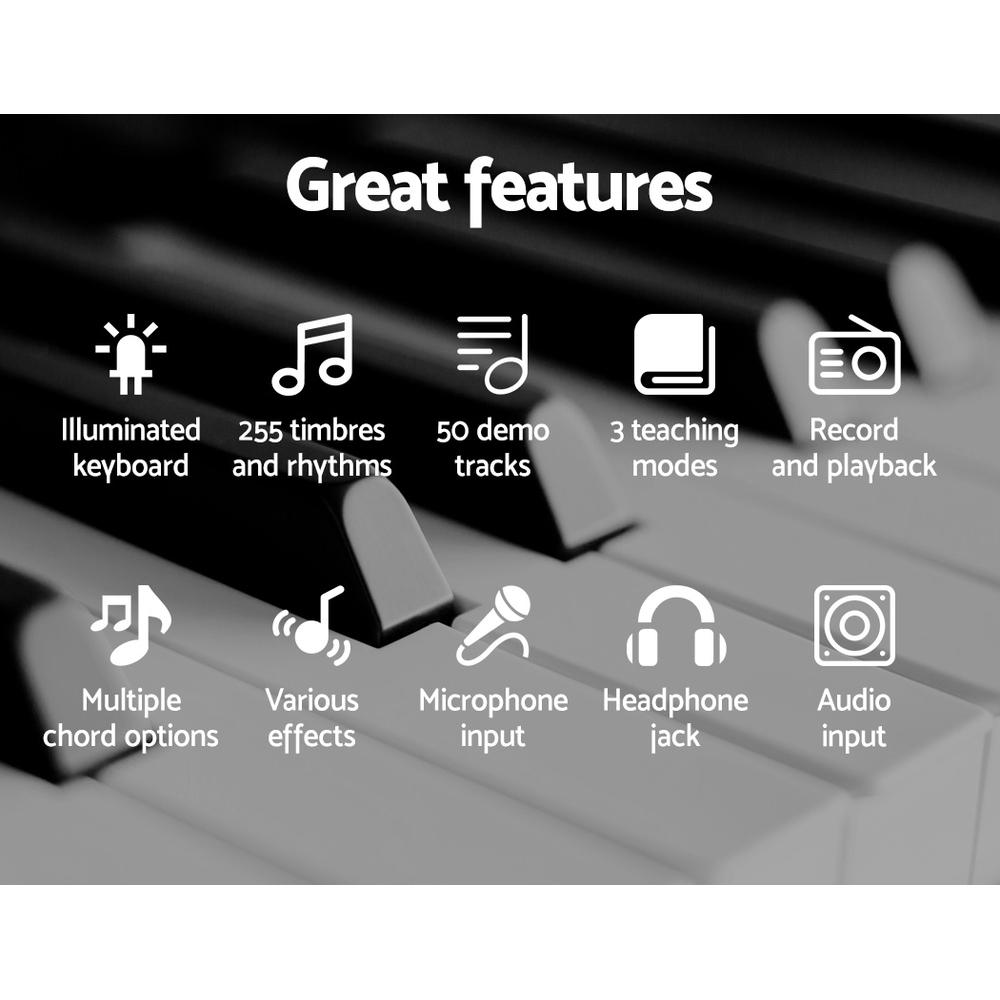 Alpha 61 Key Lighted Electronic Piano Keyboard LED Electric Holder