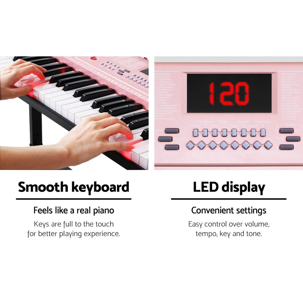 Alpha 61 Key Lighted Electronic Piano Keyboard LED Electric Holder