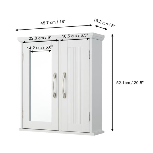 Teamson Home Wooden Bathroom Wall Mirrored Cabinet