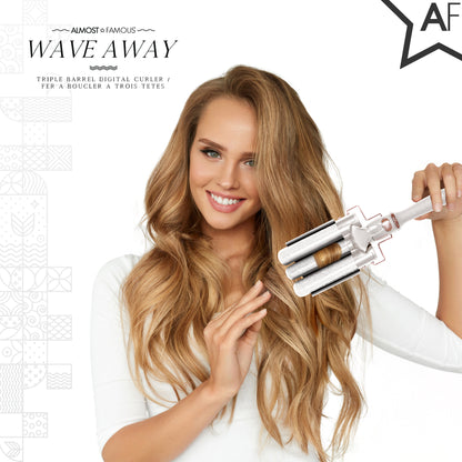 Dụng cụ uốn sóng ba thùng Wave Away với thùng gốm Tourmaline 
