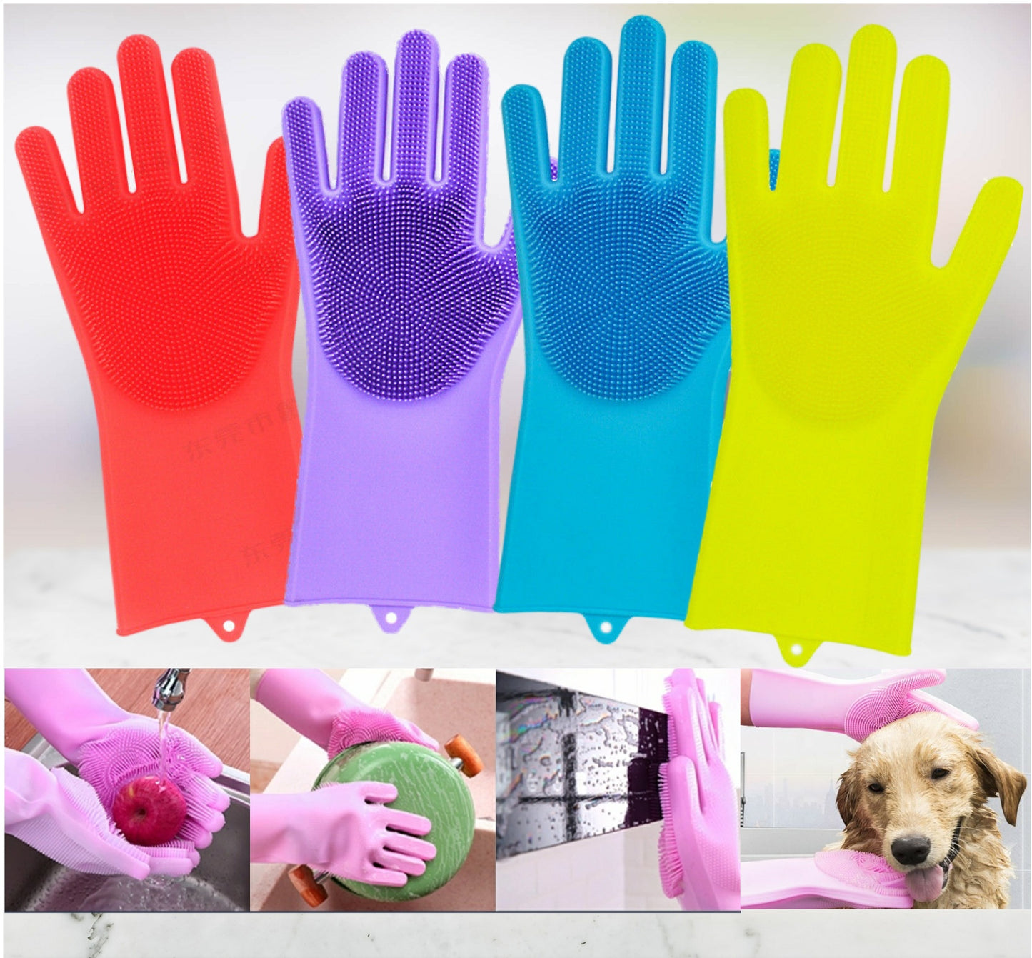Guante Cepillo Lavado Guantes Silicona cocina Limpieza Fregado Guante 