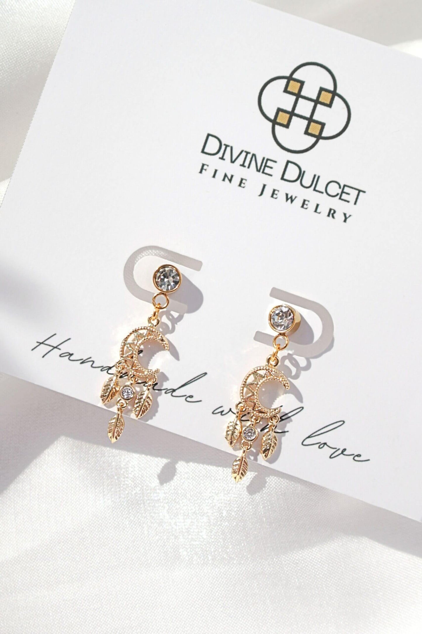 24 Karat Moon Dream Catcher Stud Earrings