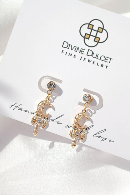 24 Karat Moon Dream Catcher Stud Earrings