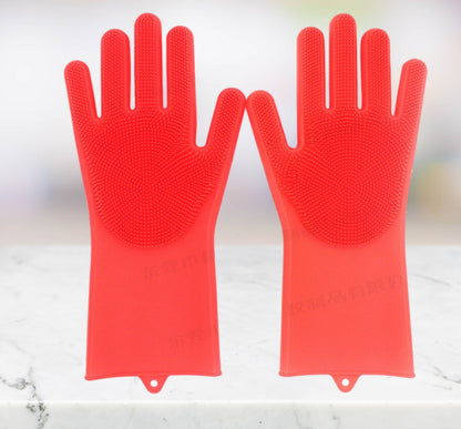 Guante Cepillo Lavado Guantes Silicona cocina Limpieza Fregado Guante 