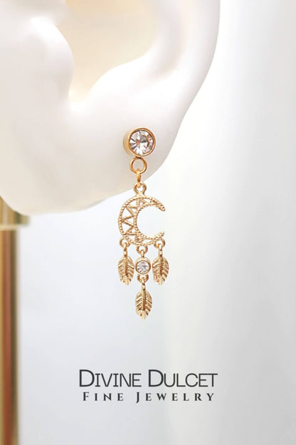 24 Karat Moon Dream Catcher Stud Earrings