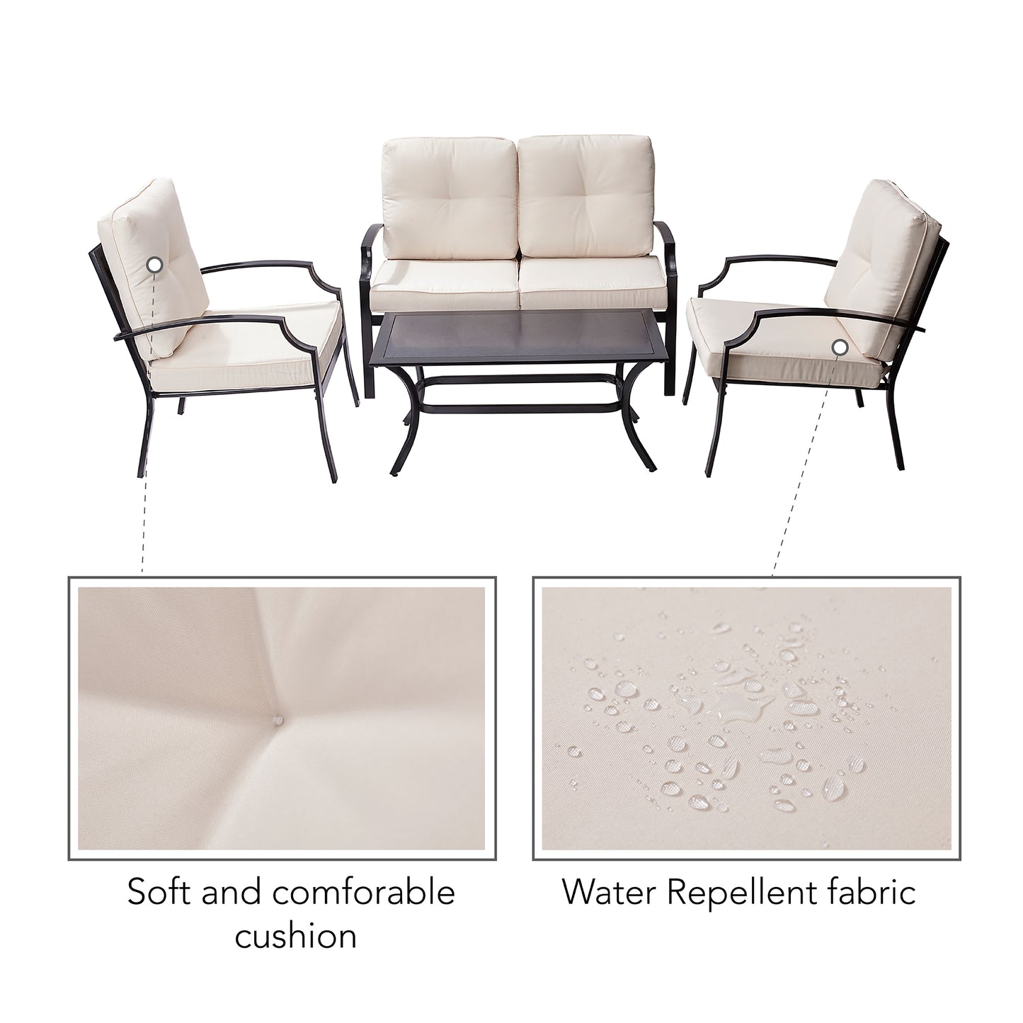 Bộ bàn ghế sân vườn bằng kim loại 4 chiếc Teamson Home
