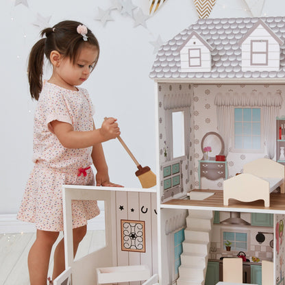 Olivia's Little World Wooden Dolls House & 14 Pcs