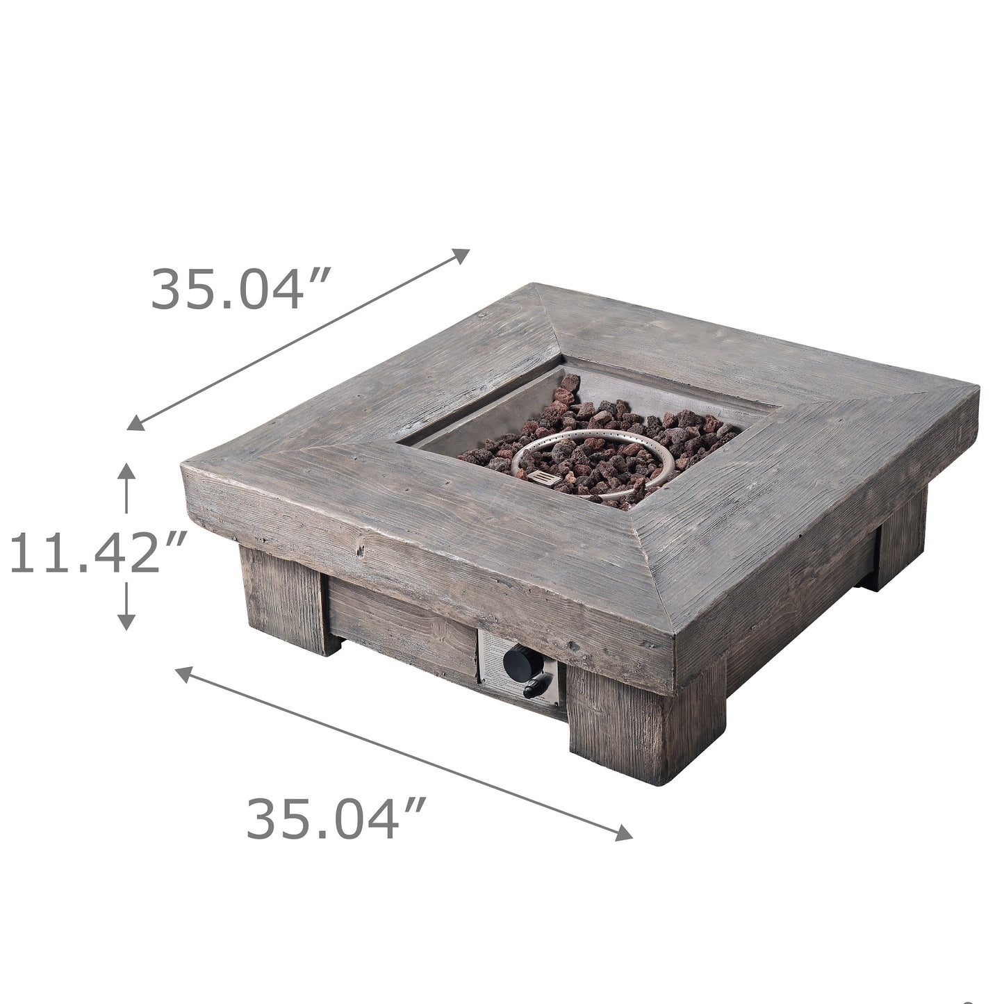 Teamson Home Garden Wood Effect Gas Fire Pit Table