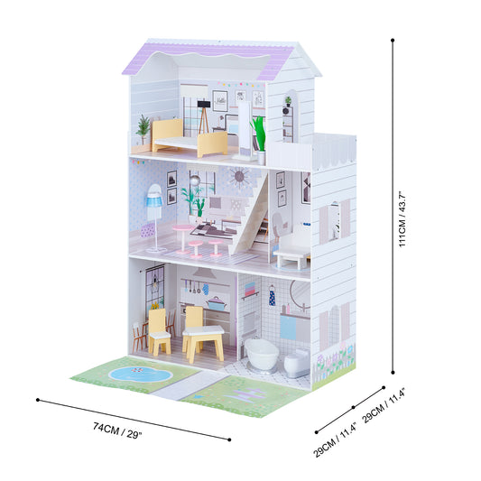 Olivia's Little World Wooden Dolls House & 16 Pcs