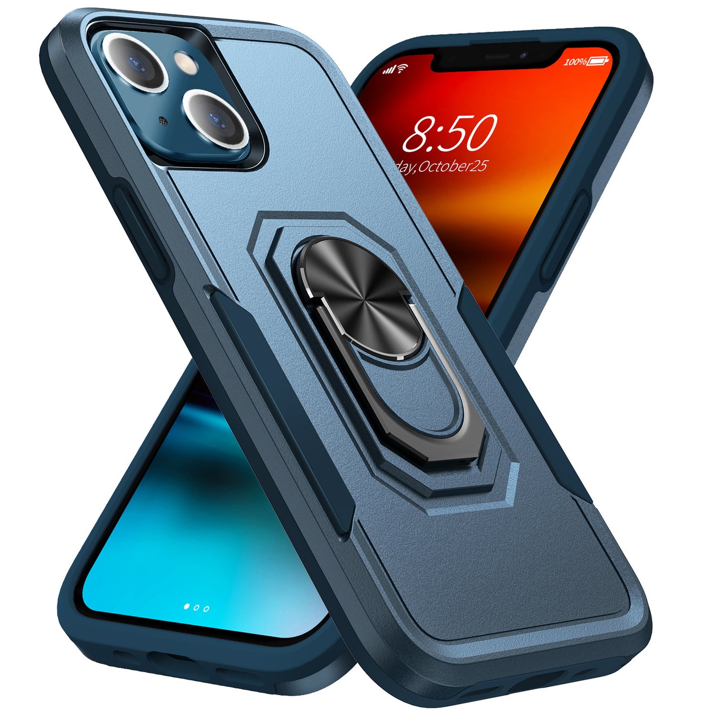 KIKO Heavy Duty Strong Armor Ring Stand Case Cover for iPhone 13