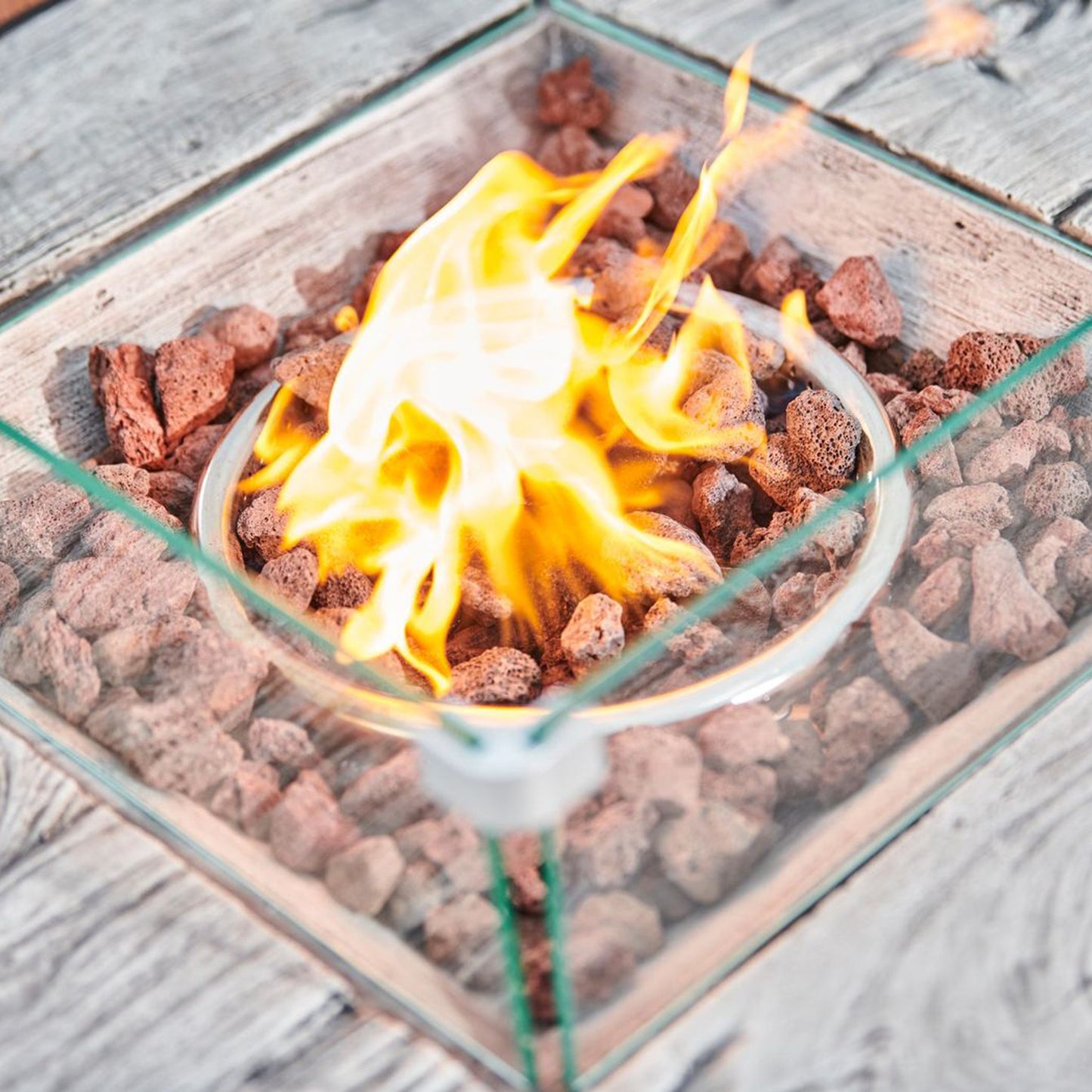Teamson Home Outdoor Grey Rattan Gas Firepit Table