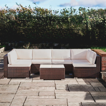 Teamson Home 7 Pc Garden Furniture Rattan Sofa Set