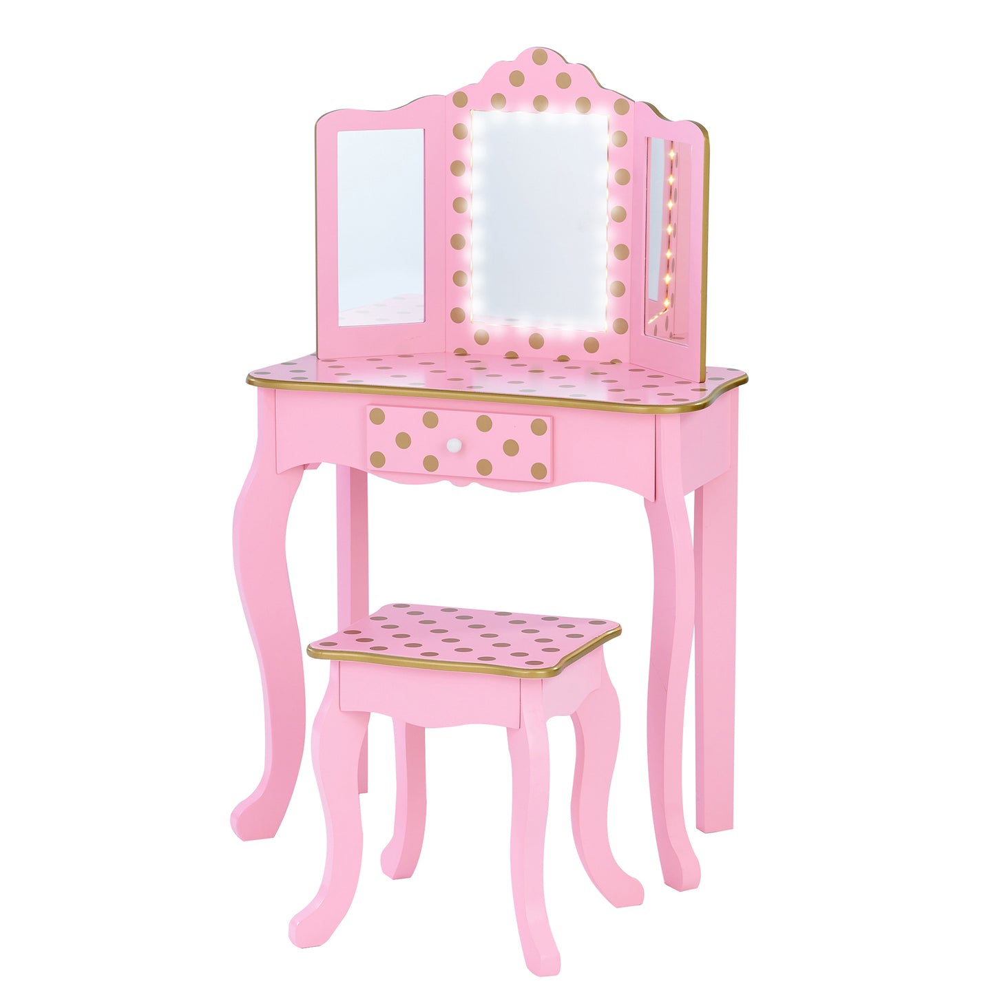 Fantasy Fields Kids Pink Wood Vanity Set & Lights