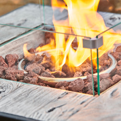 Teamson Home Outdoor Grey Rattan Gas Firepit Table