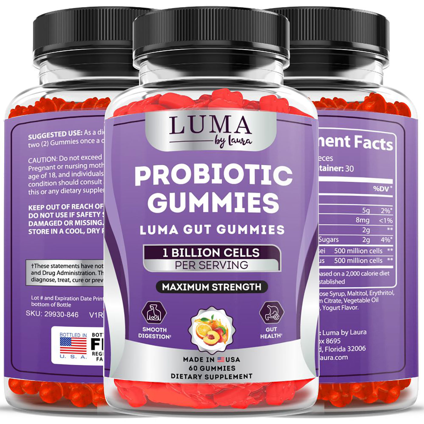 Luma Gut Gummies - Kẹo dẻo Probiotic giúp tiêu hóa trơn tru, đầy hơi &amp;