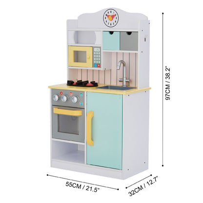 Teamson Kids 6 Pcs Blue Wooden Play Kitchen Set