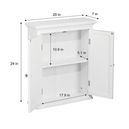 Teamson Home White Wooden Bathroom Wall Cabinet
