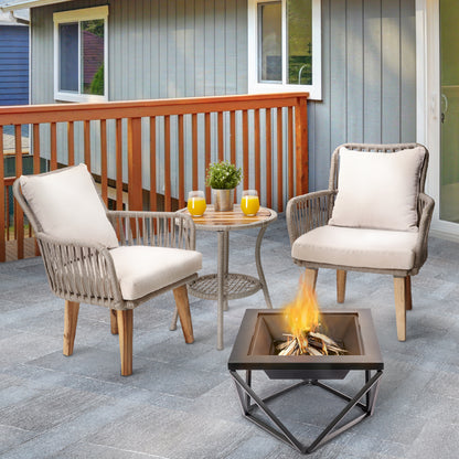 Teamson Home Metal Wood Burning Fire Pit Geometric