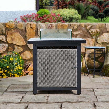 Teamson Home Outdoor Grey Rattan Gas Firepit Table