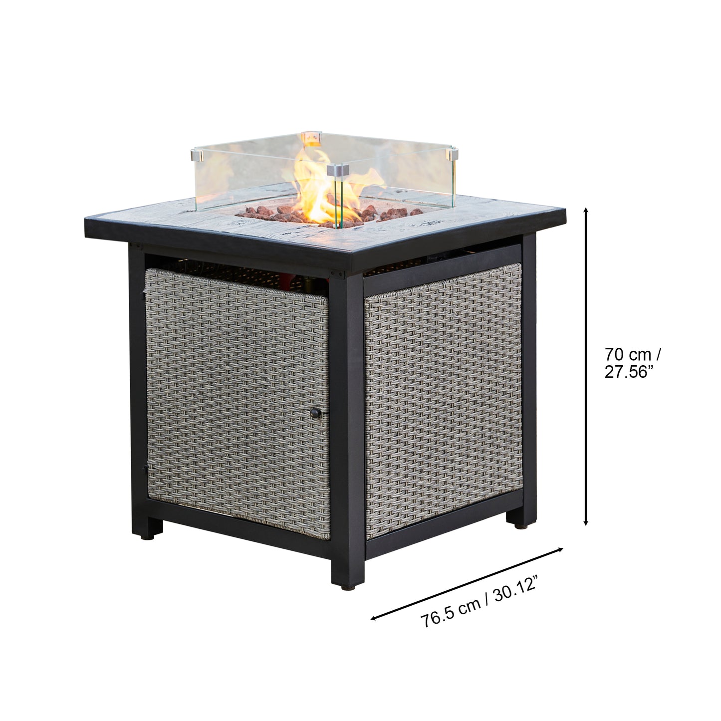 Teamson Home Outdoor Grey Rattan Gas Firepit Table