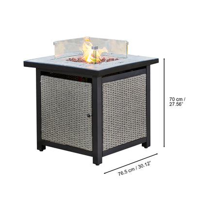 Teamson Home Outdoor Grey Rattan Gas Firepit Table